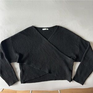 OAK + FORT Black V-Neck Wrap Knit Sweater - EUC (Super Soft!)